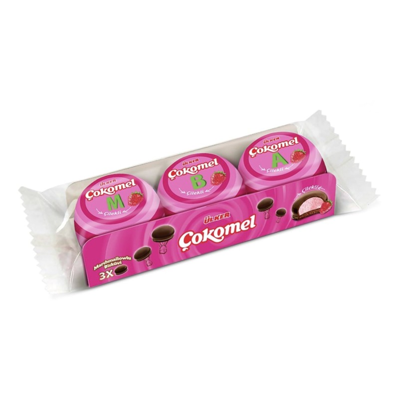 ULKER COKOMEL 3LU MARSHMALLOW - STRAWBERRY